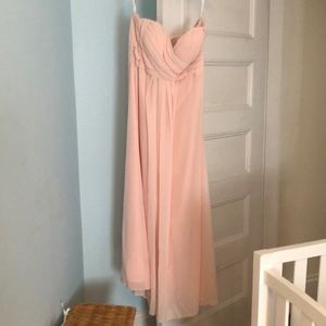 Pale pink Bill Levkoff bridesmaid dress.